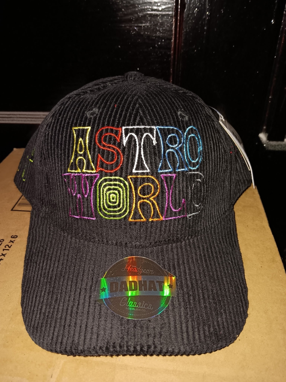 Astro World Embroidered Black Corduroy Cap